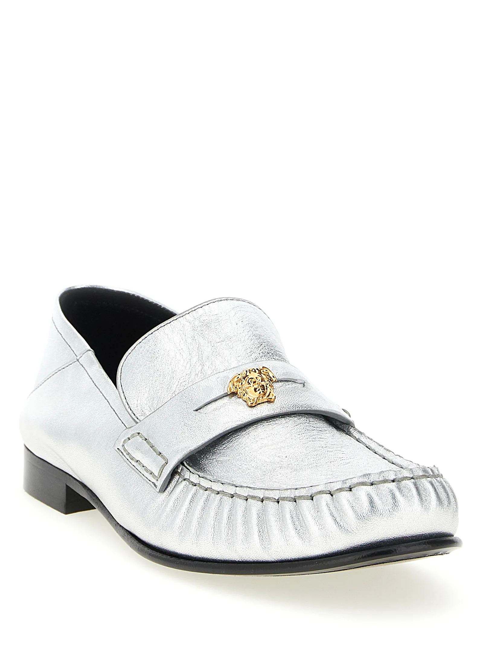 Silver Lamb Leather Slip - On Loafers - Image 2