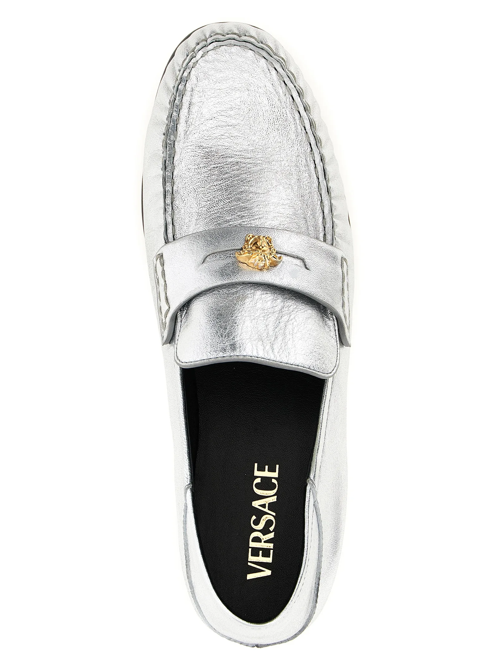 Silver Lamb Leather Slip - On Loafers - Image 4