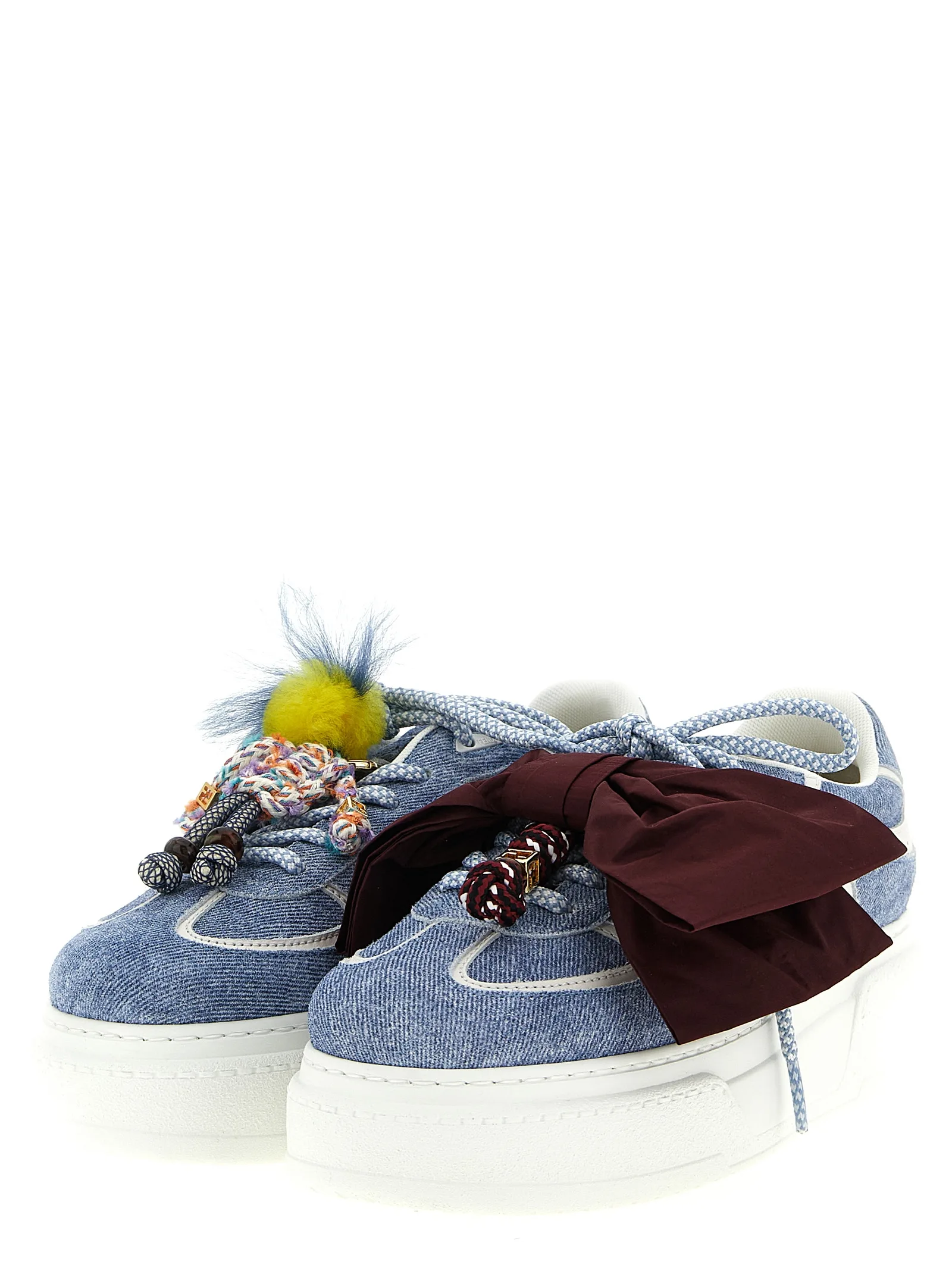 Blue Calfskin Platform Sneakers - Image 2
