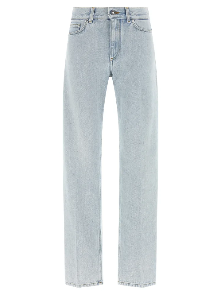 Blue Cotton Straight-Leg Jeans