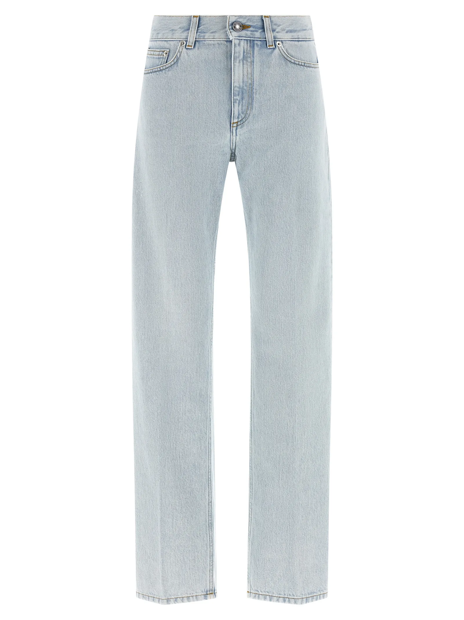 Blue Cotton Straight-Leg Jeans