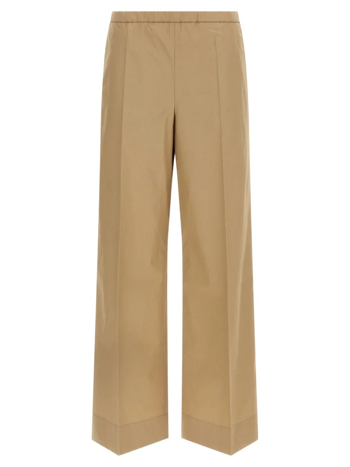 Beige Cotton Casual Pants