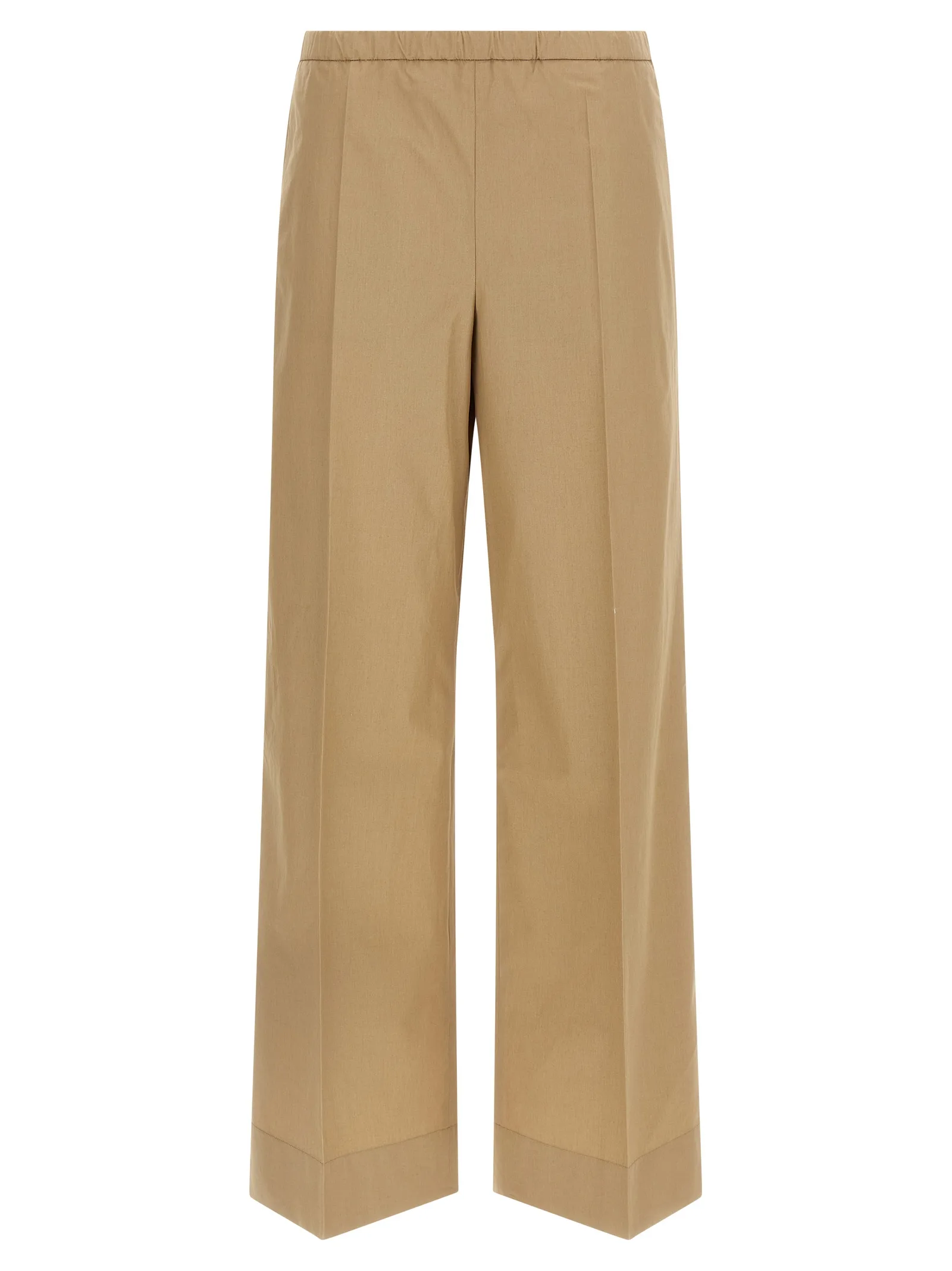 Beige Cotton Casual Pants