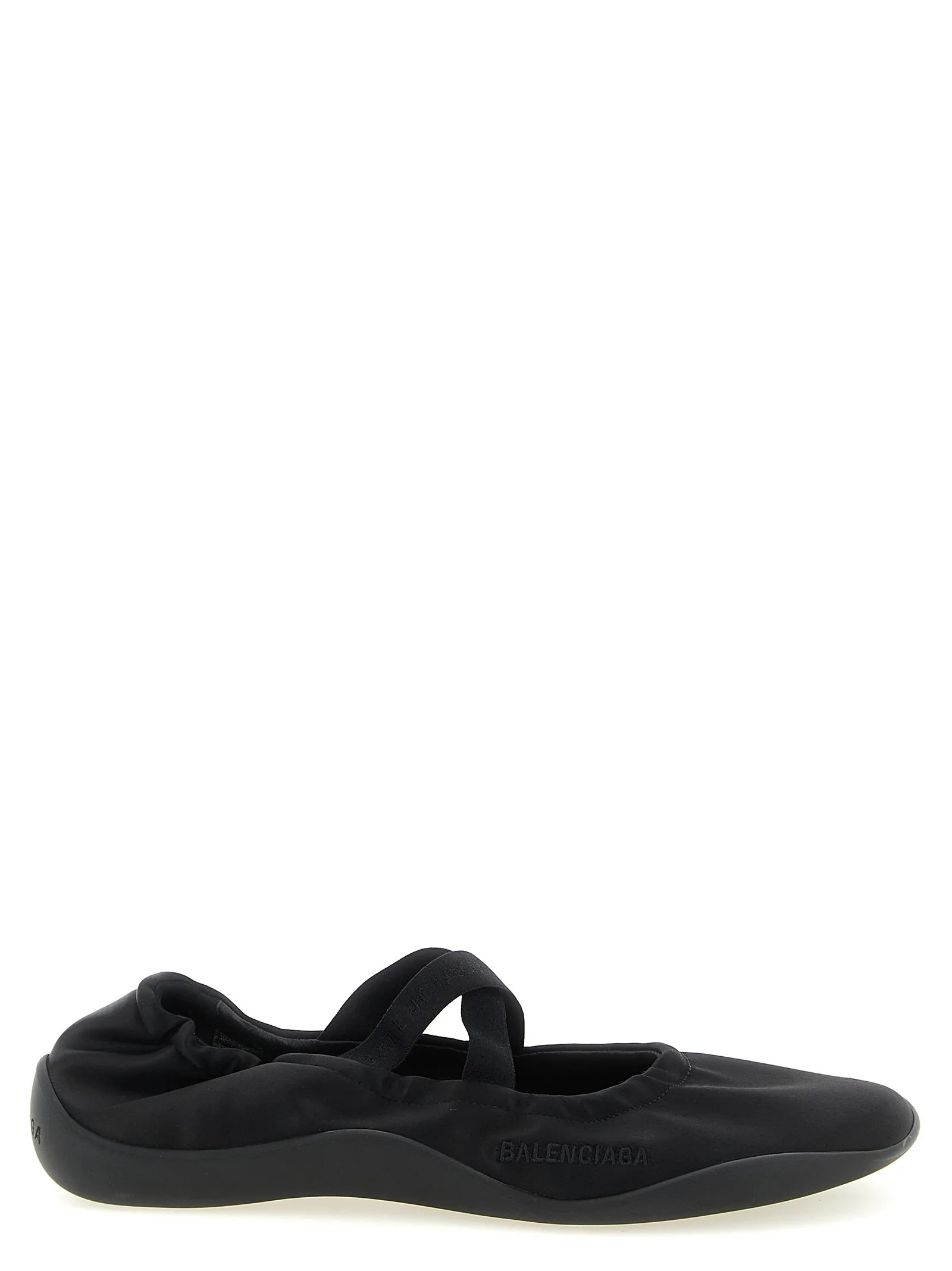 Black Polyester Ballet Flats