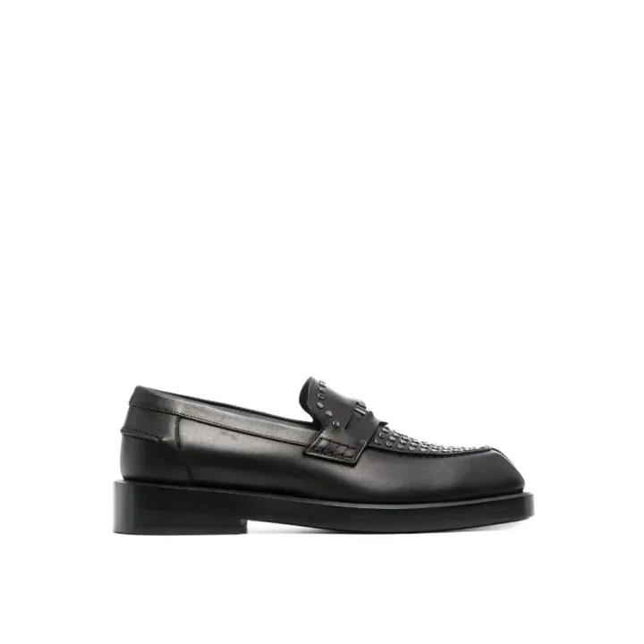 Black Leather Slip - On Loafers