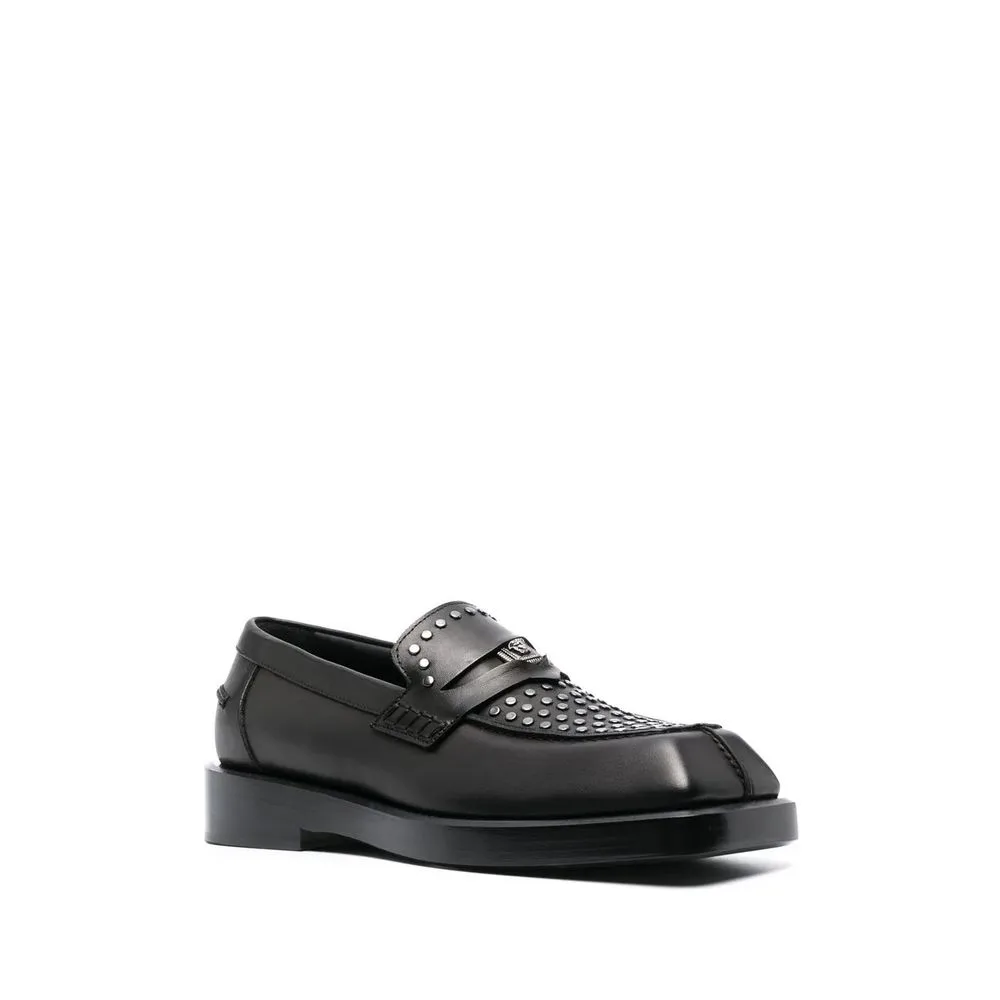 Black Leather Slip - On Loafers - Image 2