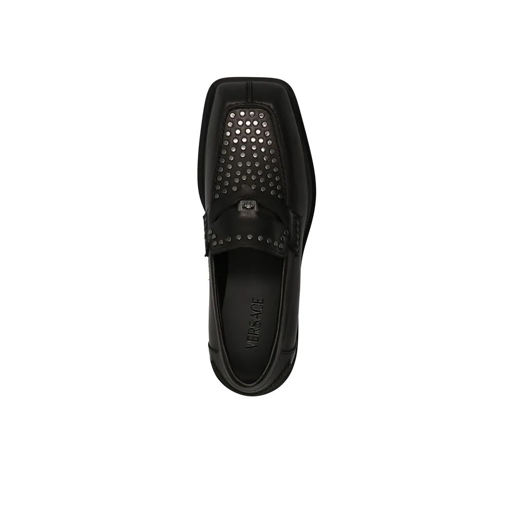 Black Leather Slip - On Loafers - Image 3