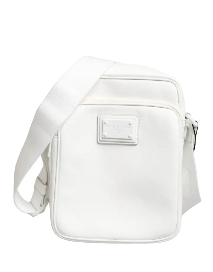 White Logo Plaque Crossbody Shoulder Borse Men Bag