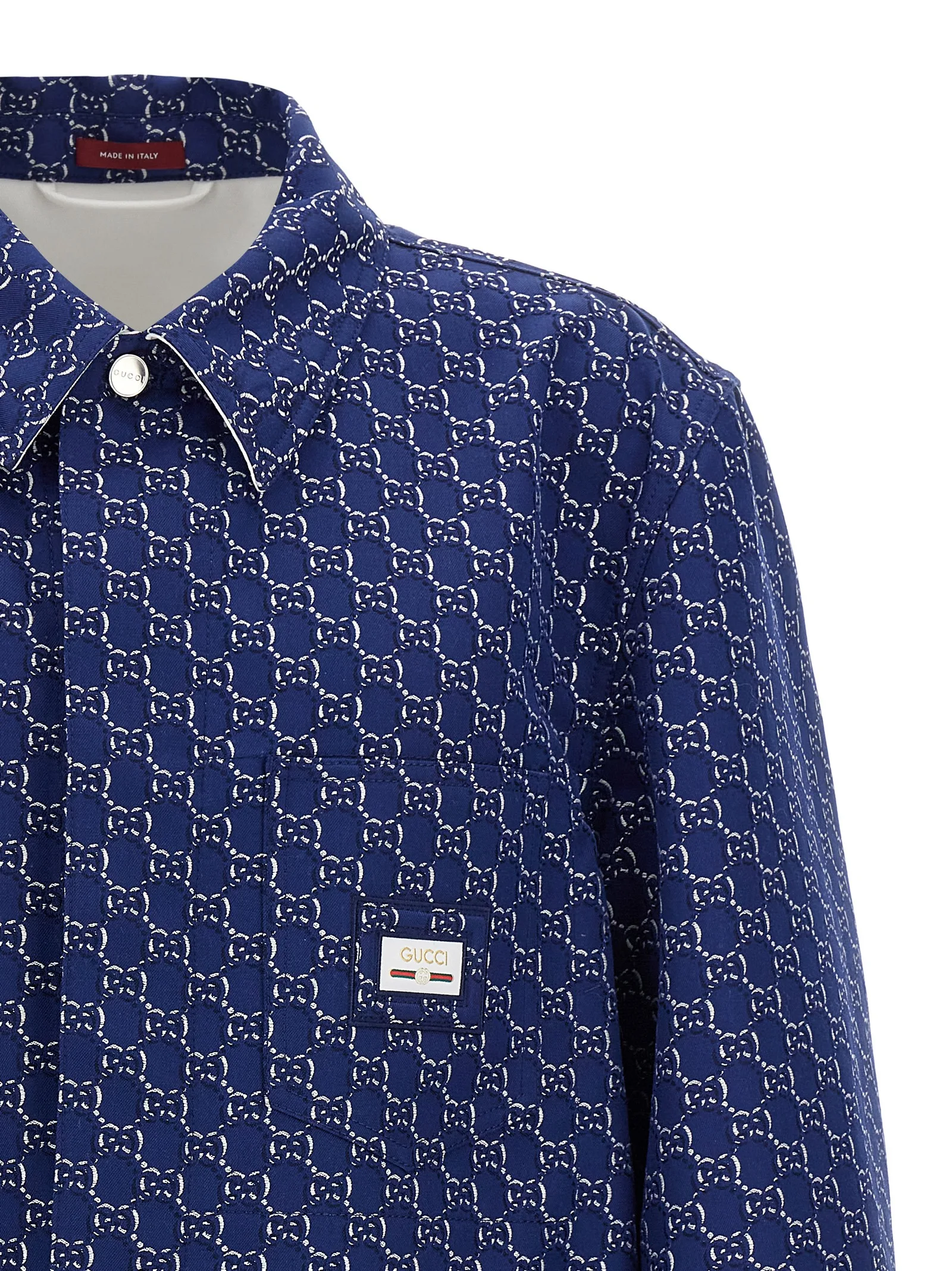 Blue Cotton Biker Jacket - Image 3