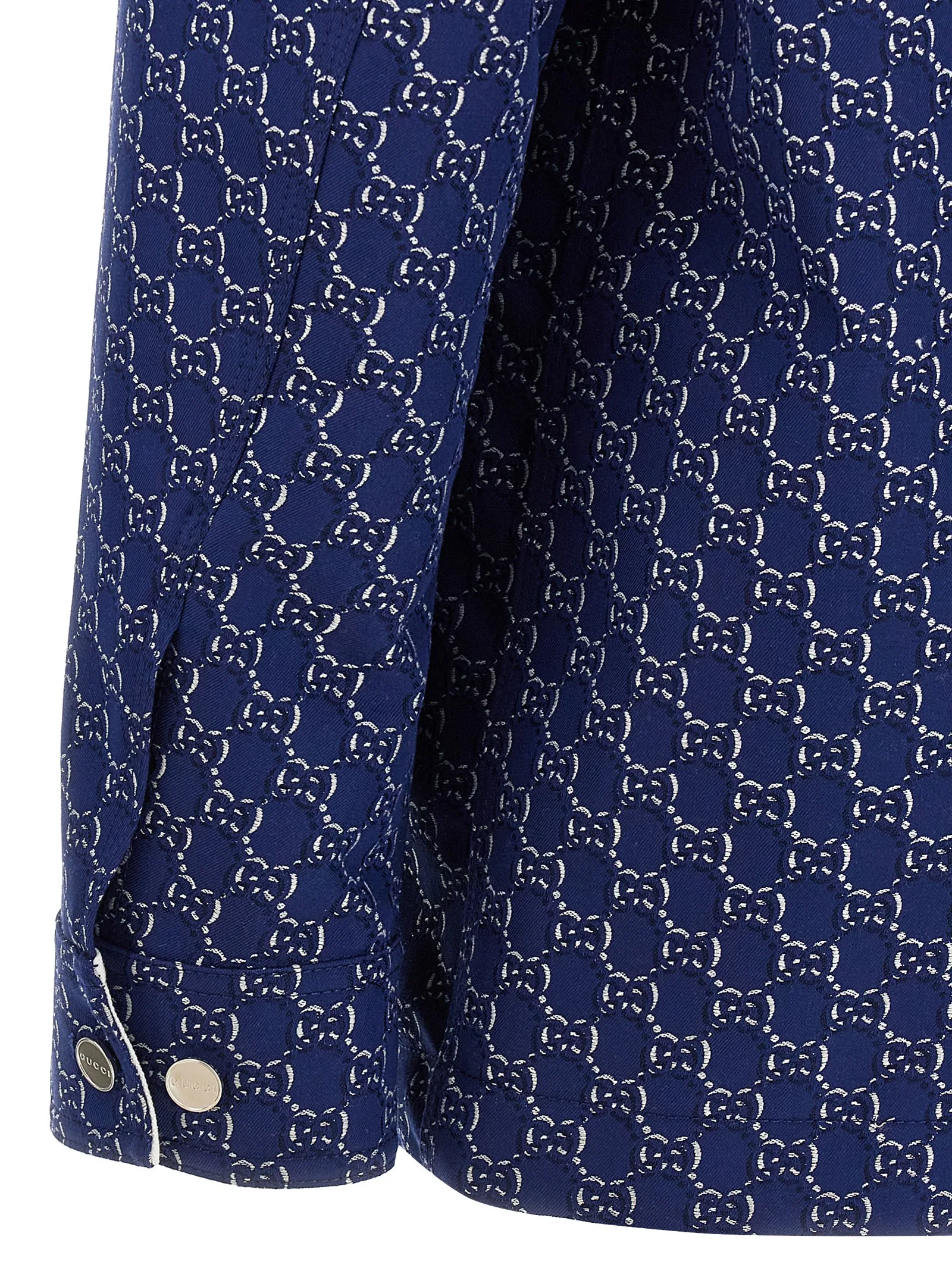 Blue Cotton Biker Jacket - Image 4