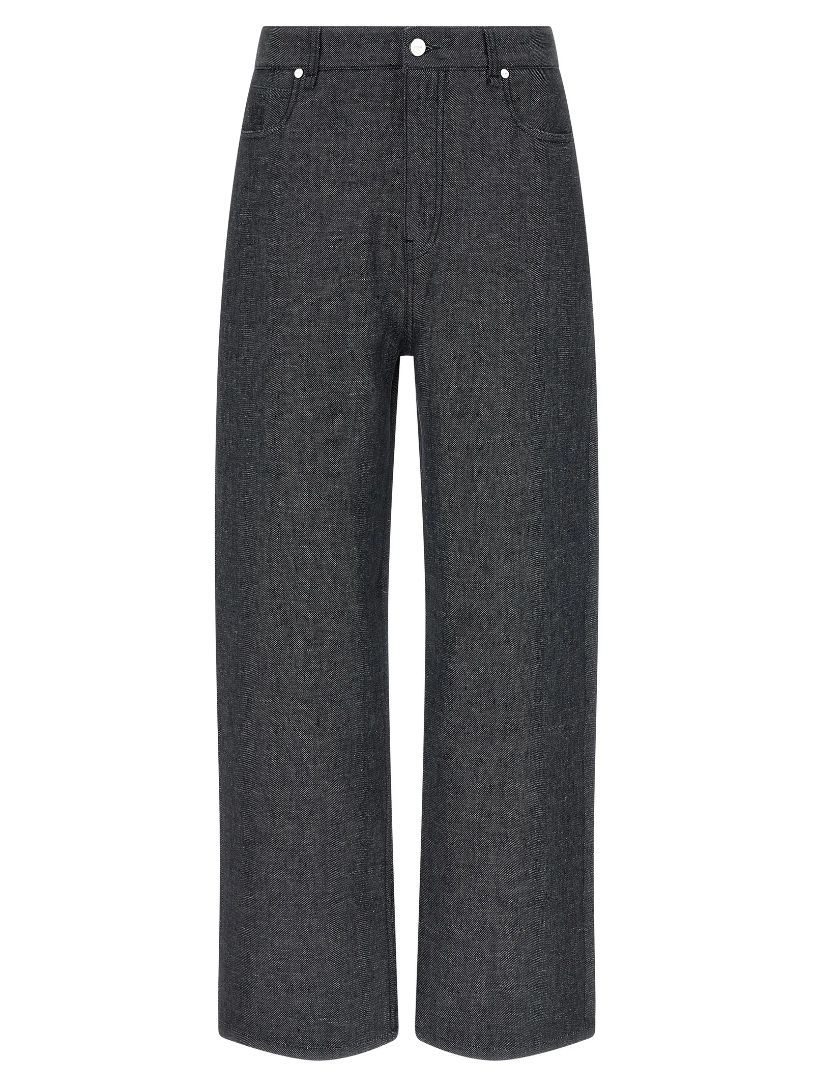 Gray Linen Straight - Leg Jeans