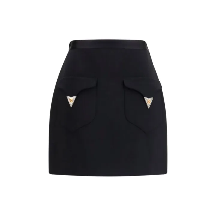 Black Wool Oves Aries Mini Skirt