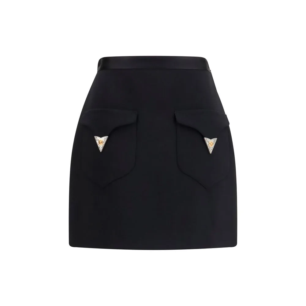 Black Wool Oves Aries Mini Skirt