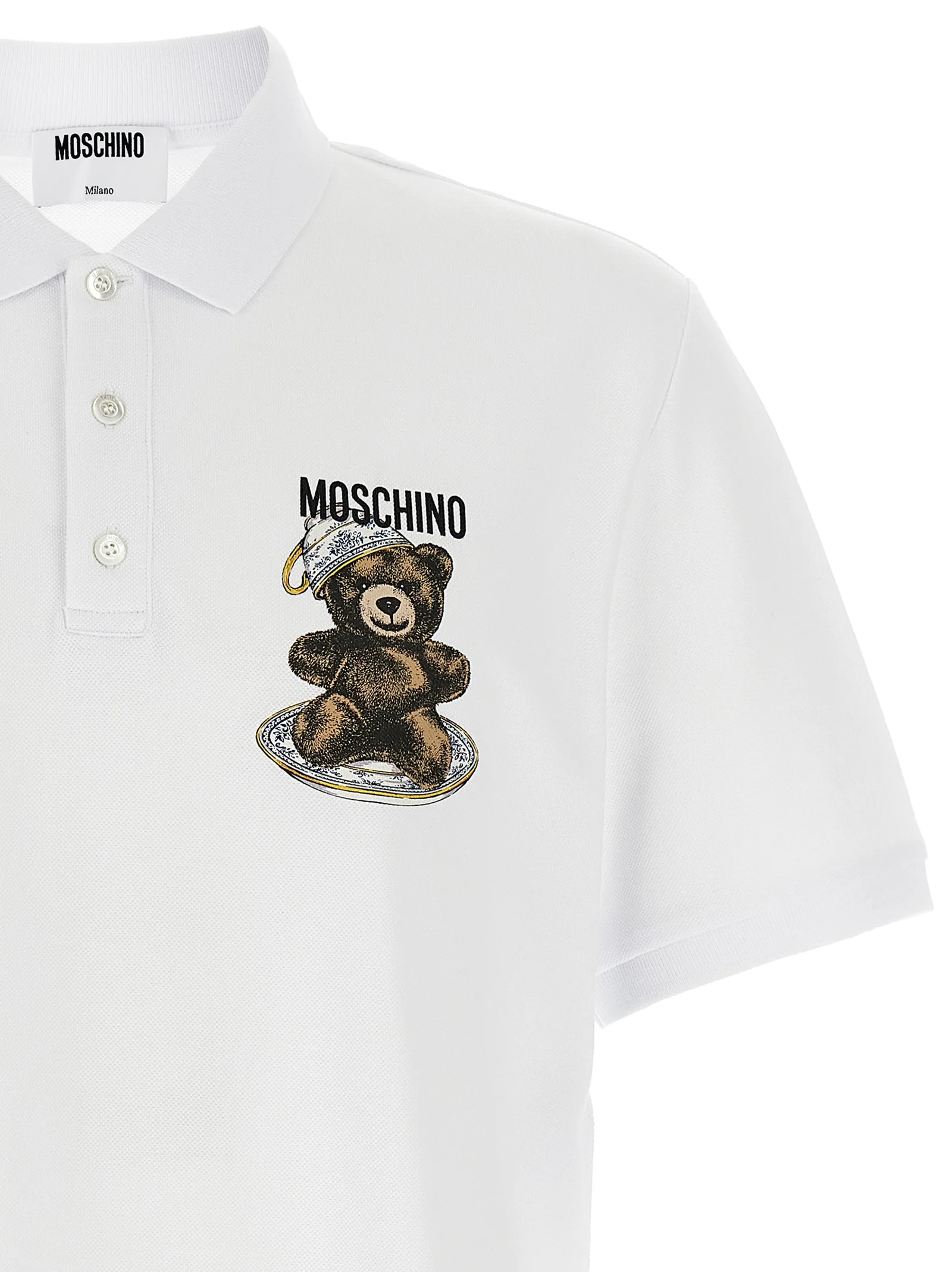 White Cotton Polo Shirt - Image 3