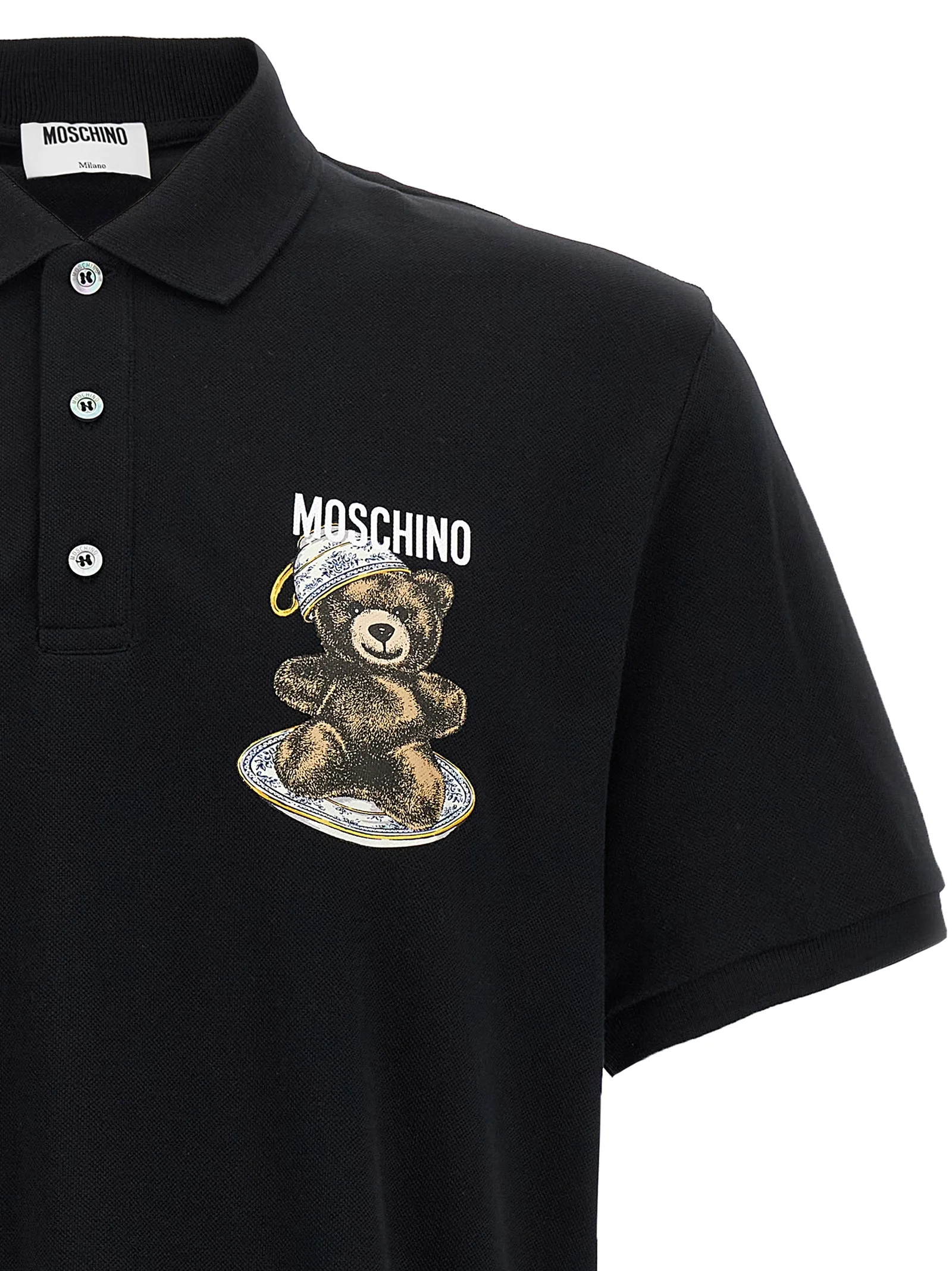 Black Cotton Polo Shirt - Image 3