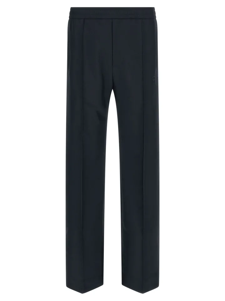 Blue Polyester Casual Pants