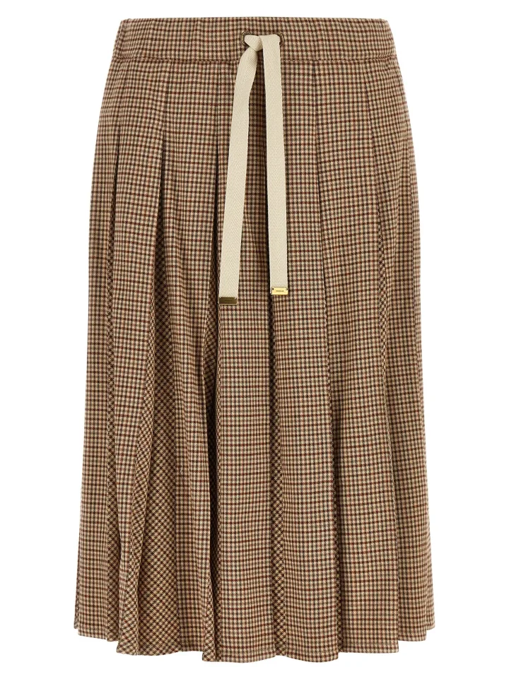 Beige Viscose Midi Skirt