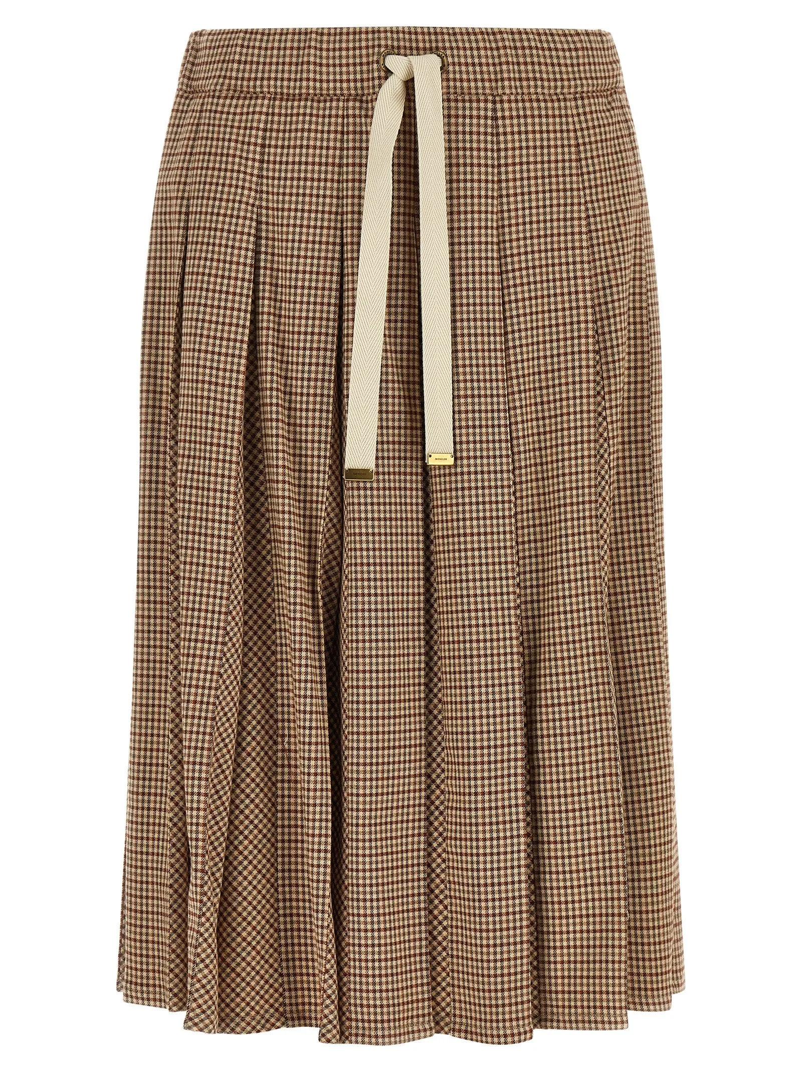 Beige Viscose Midi Skirt