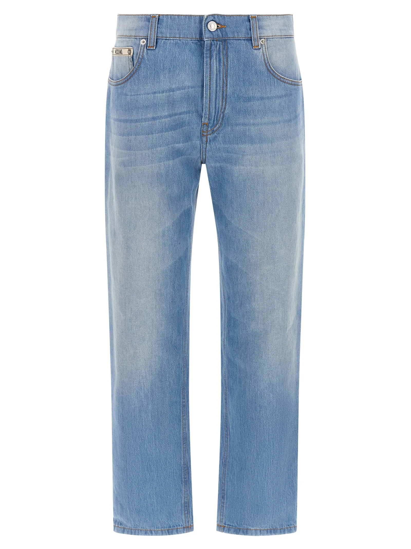 Blue Cotton Straight - Leg Jeans
