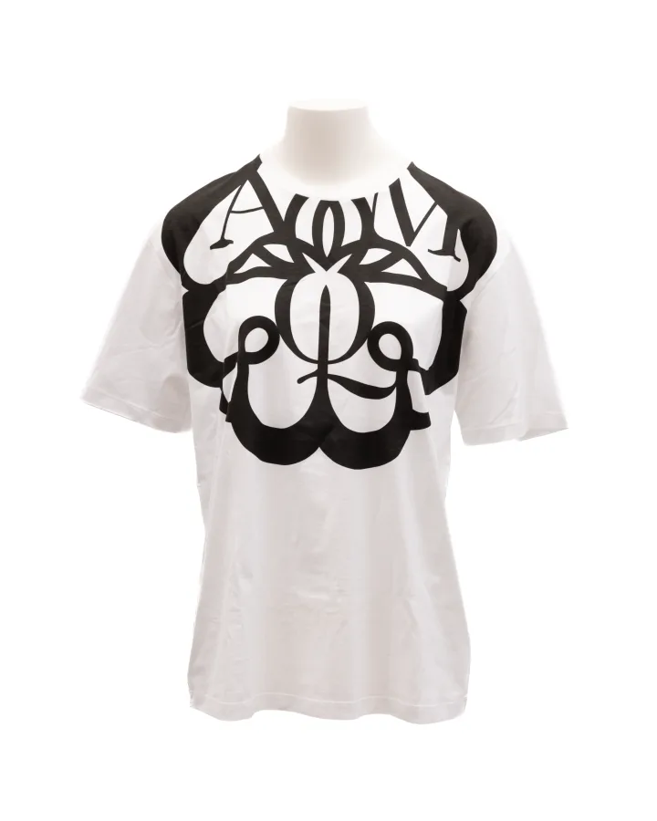 White Cotton Printed T-shirt