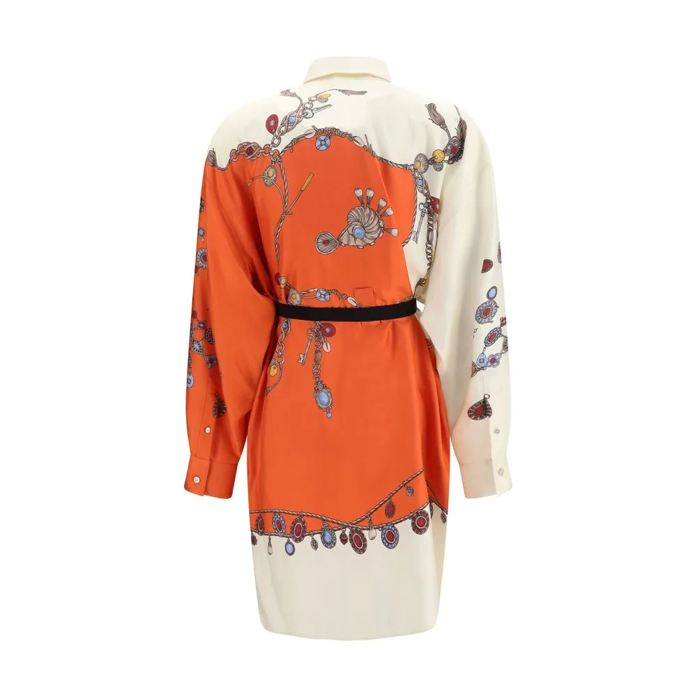 Orange Silk Casual Dress - Image 2