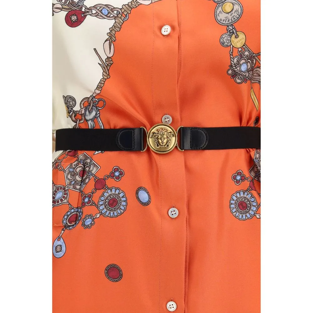 Orange Silk Casual Dress - Image 3