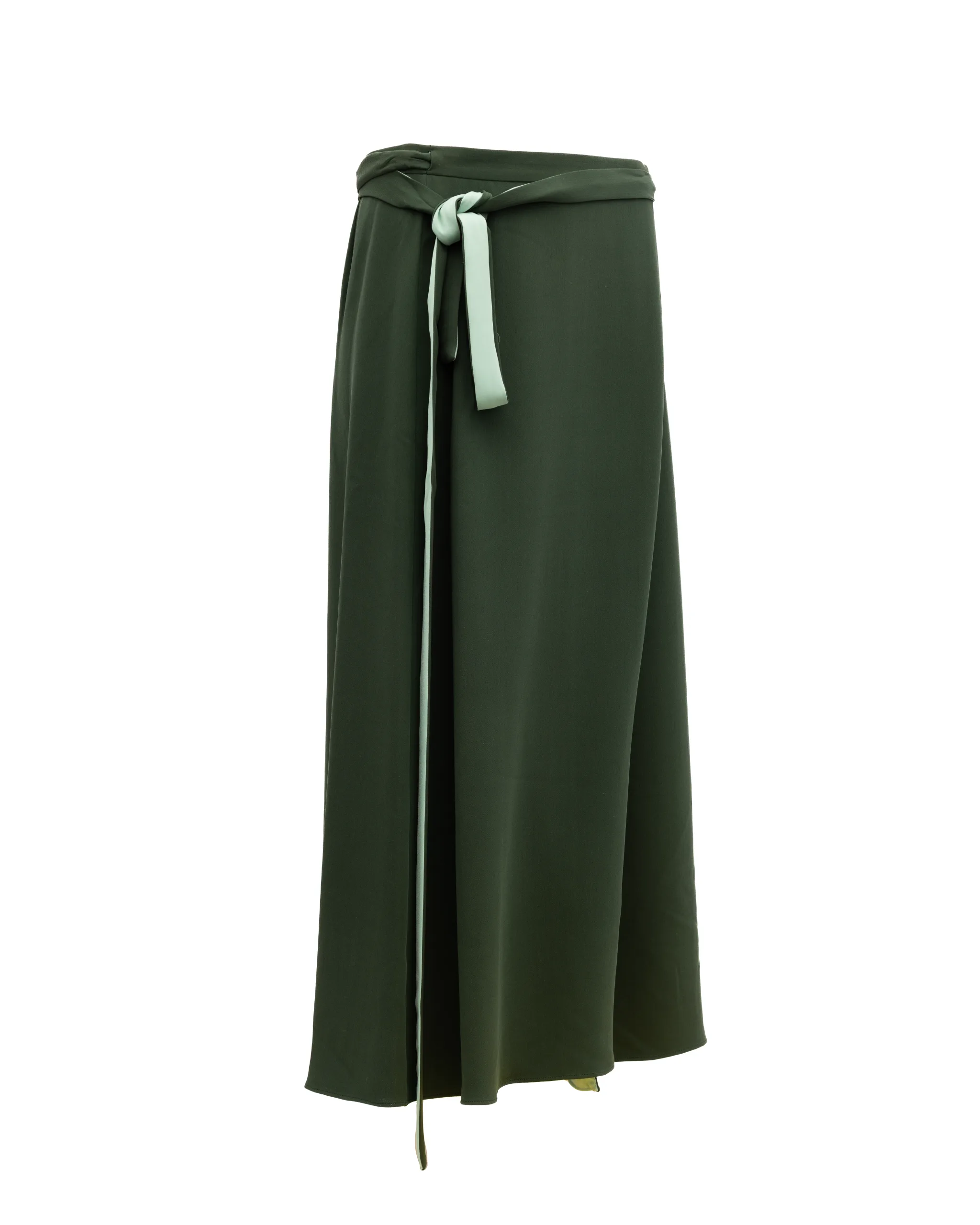 Women Silk Skirt in Dark Green - Image 3