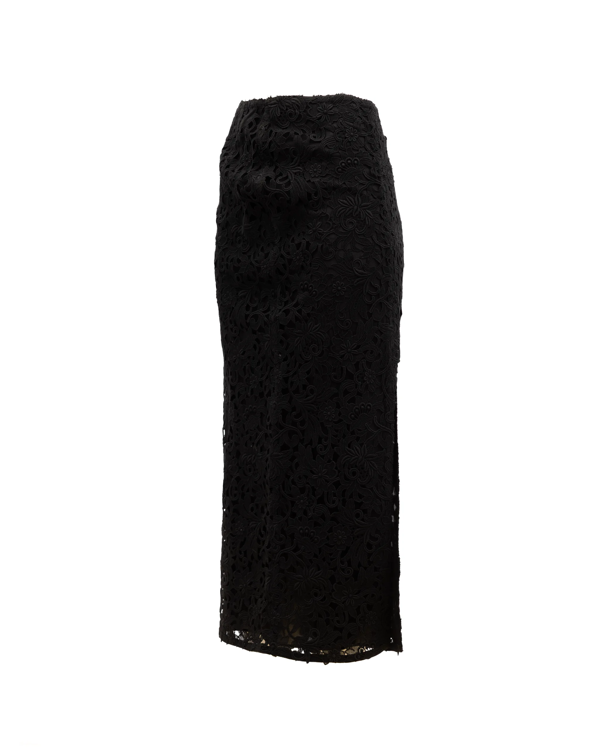 Women Midi Skirt with Floral Lace - Image 2