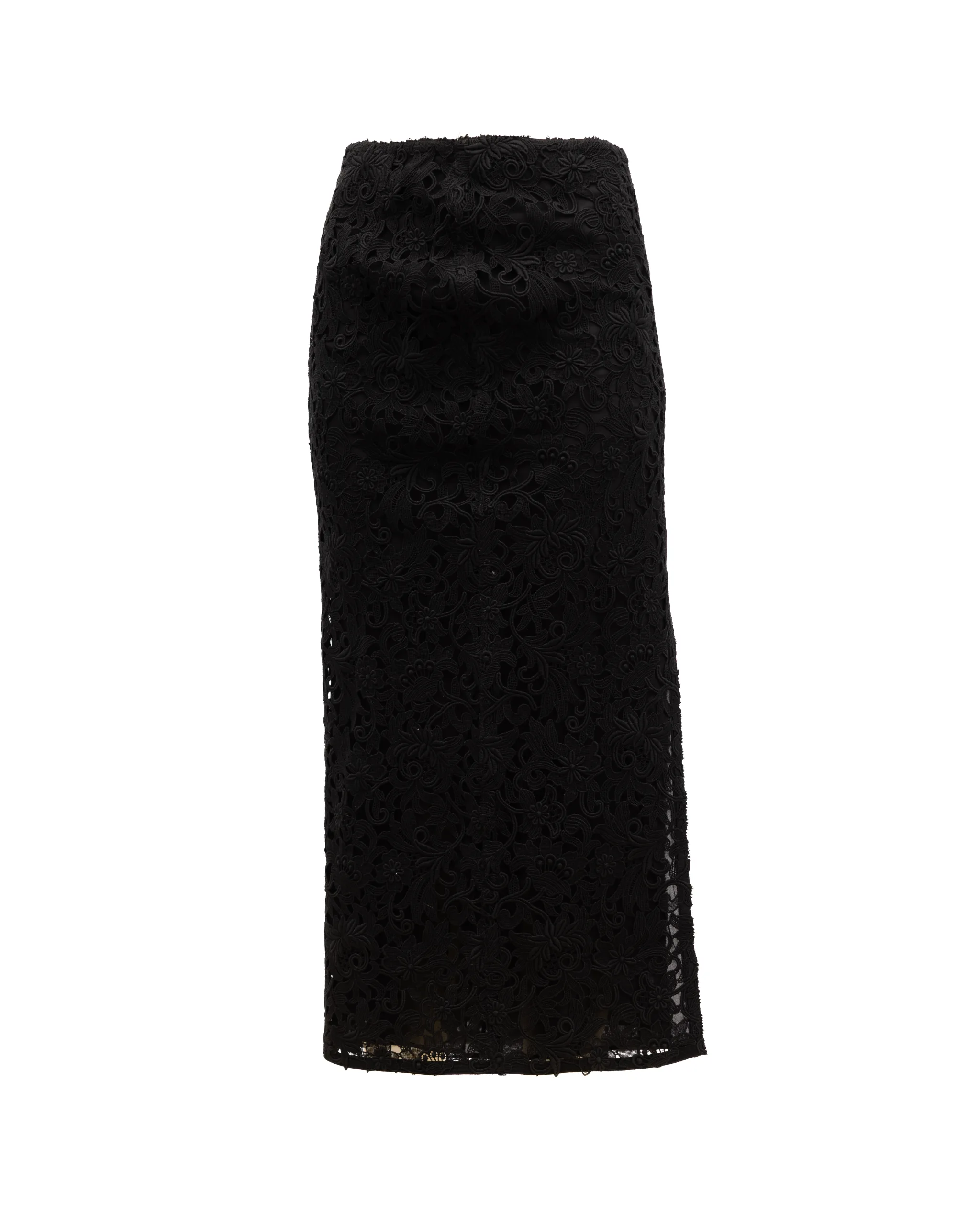 Women Midi Skirt with Floral Lace - Image 3