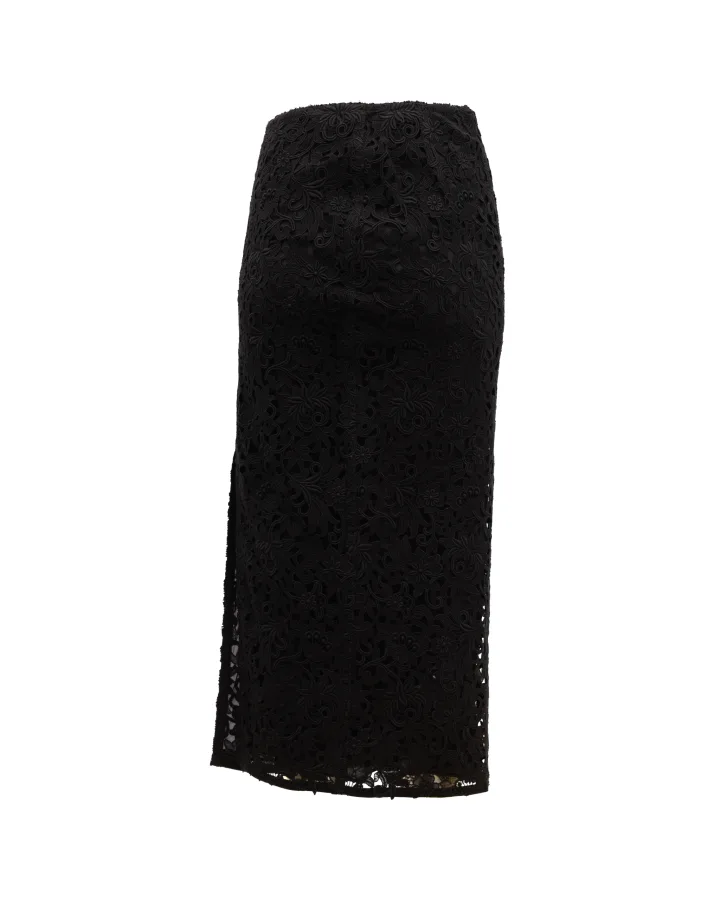Women Midi Skirt with Floral Lace