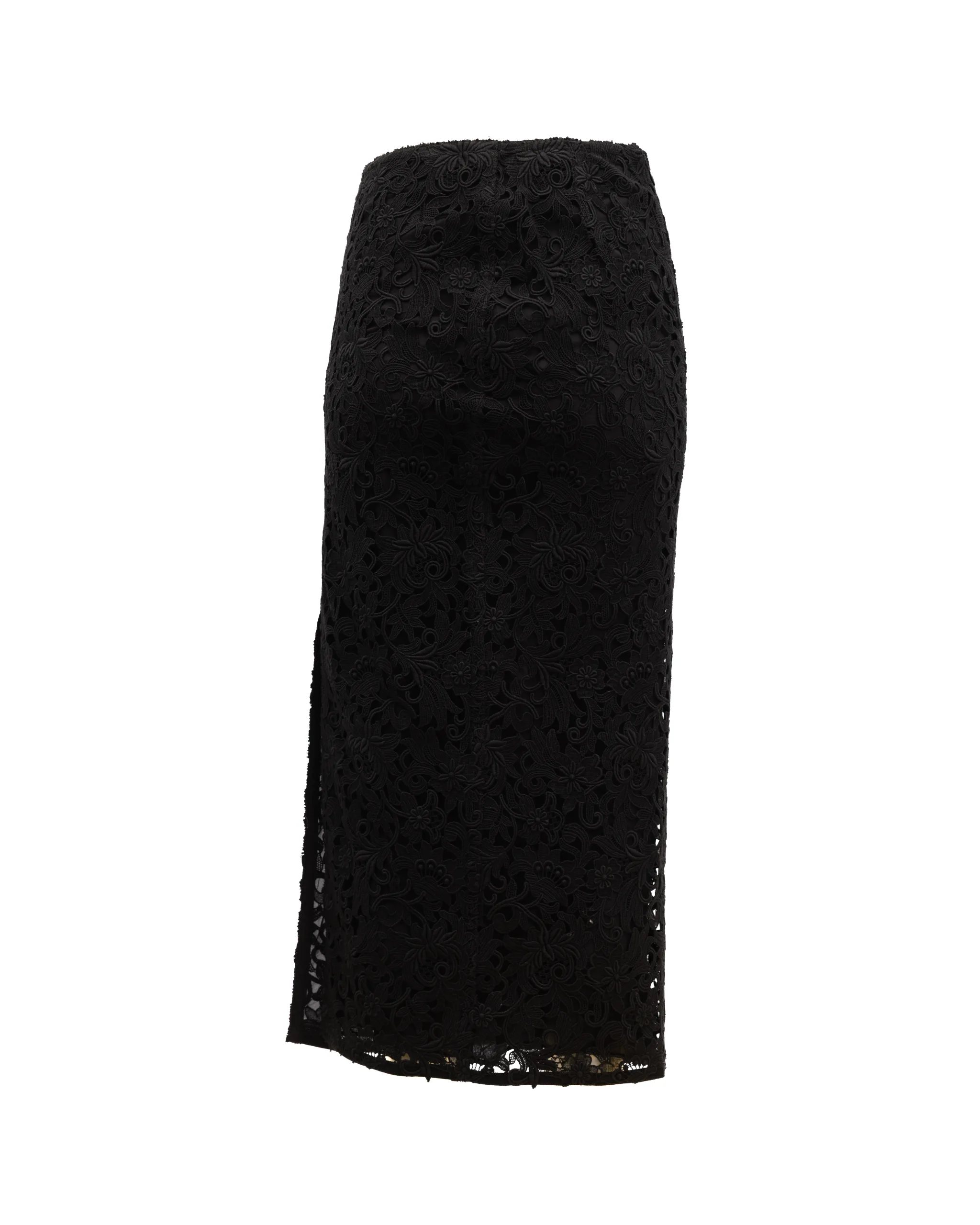 Women Midi Skirt with Floral Lace