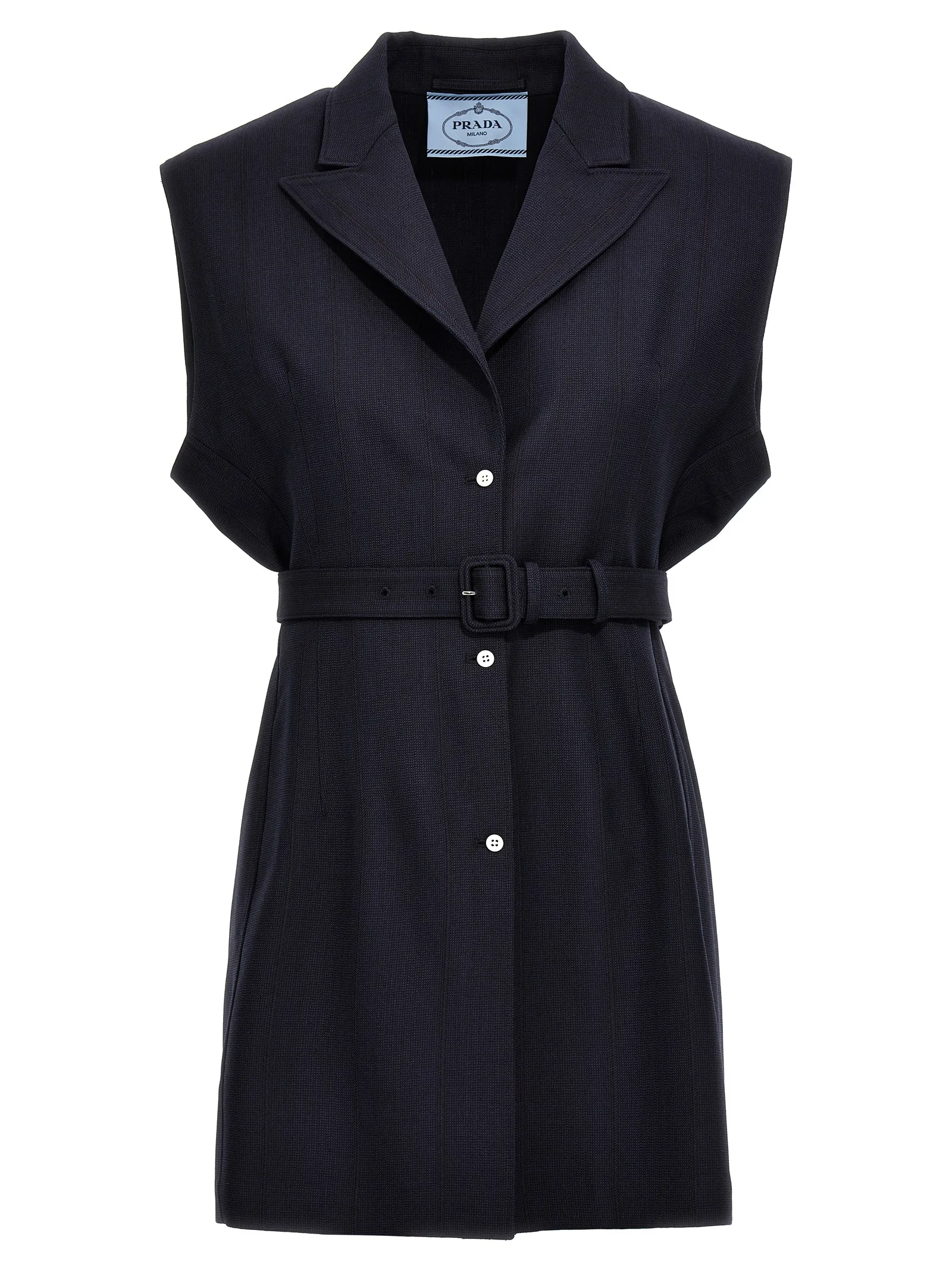 Blue Virgin Wool Sleeveless Jacket