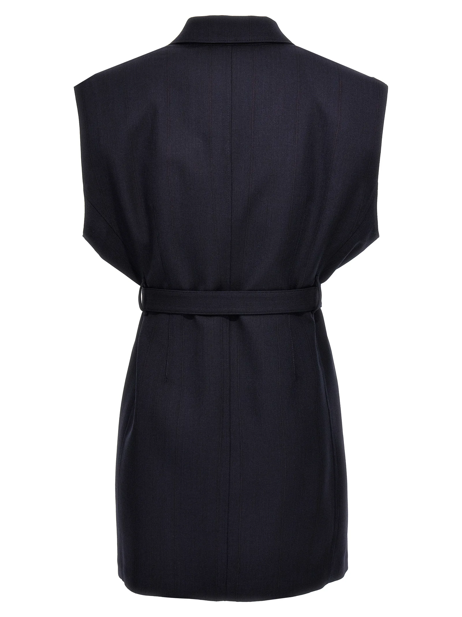 Blue Virgin Wool Sleeveless Jacket - Image 2