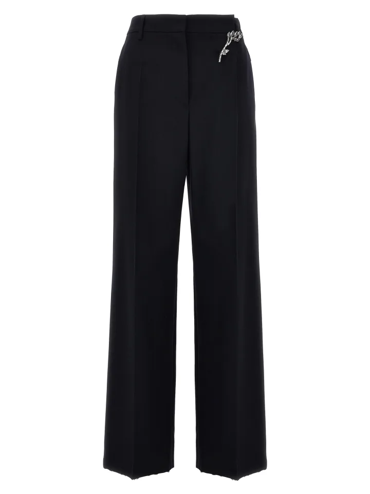 Blue Wool Casual Pants