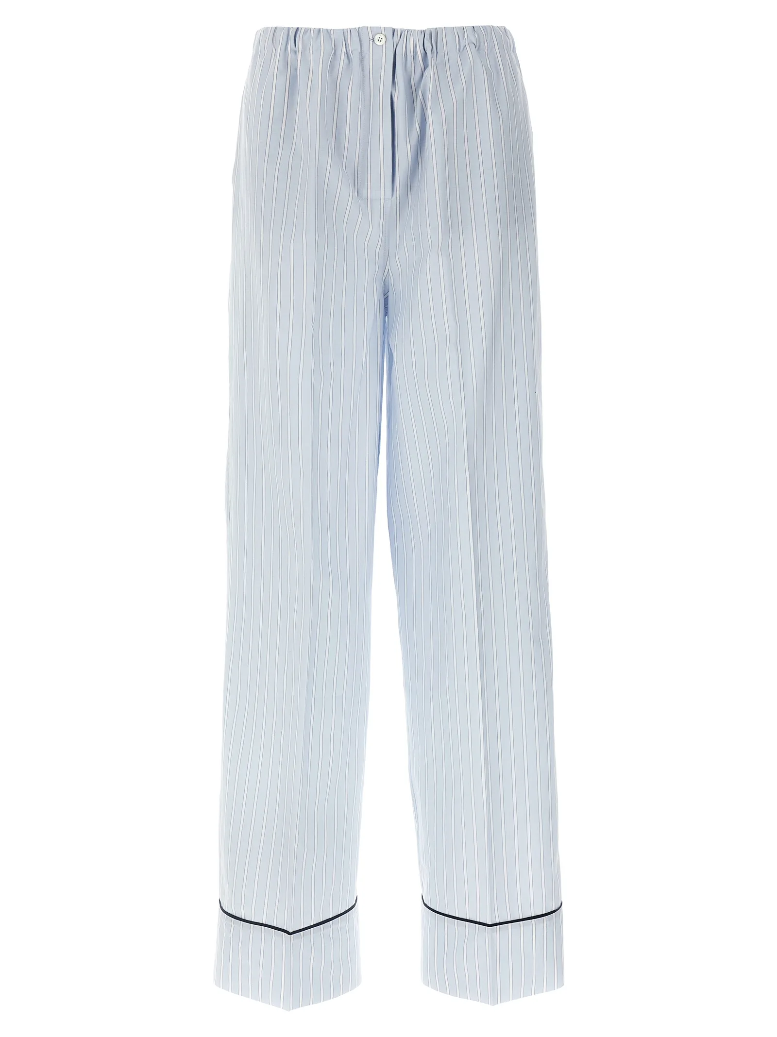 Blue Cotton Casual Pants