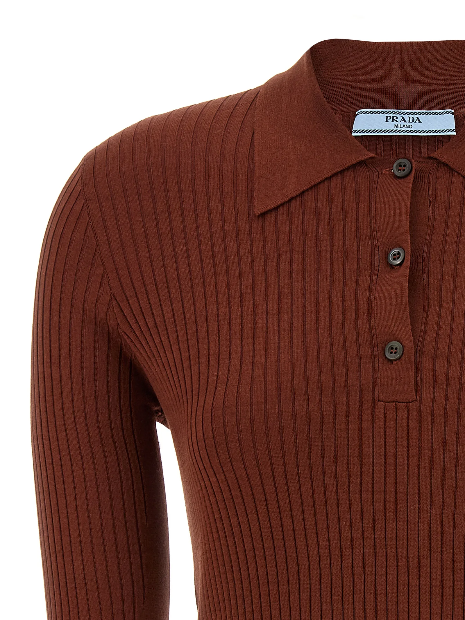 Brown Cotton Polo Shirt - Image 3