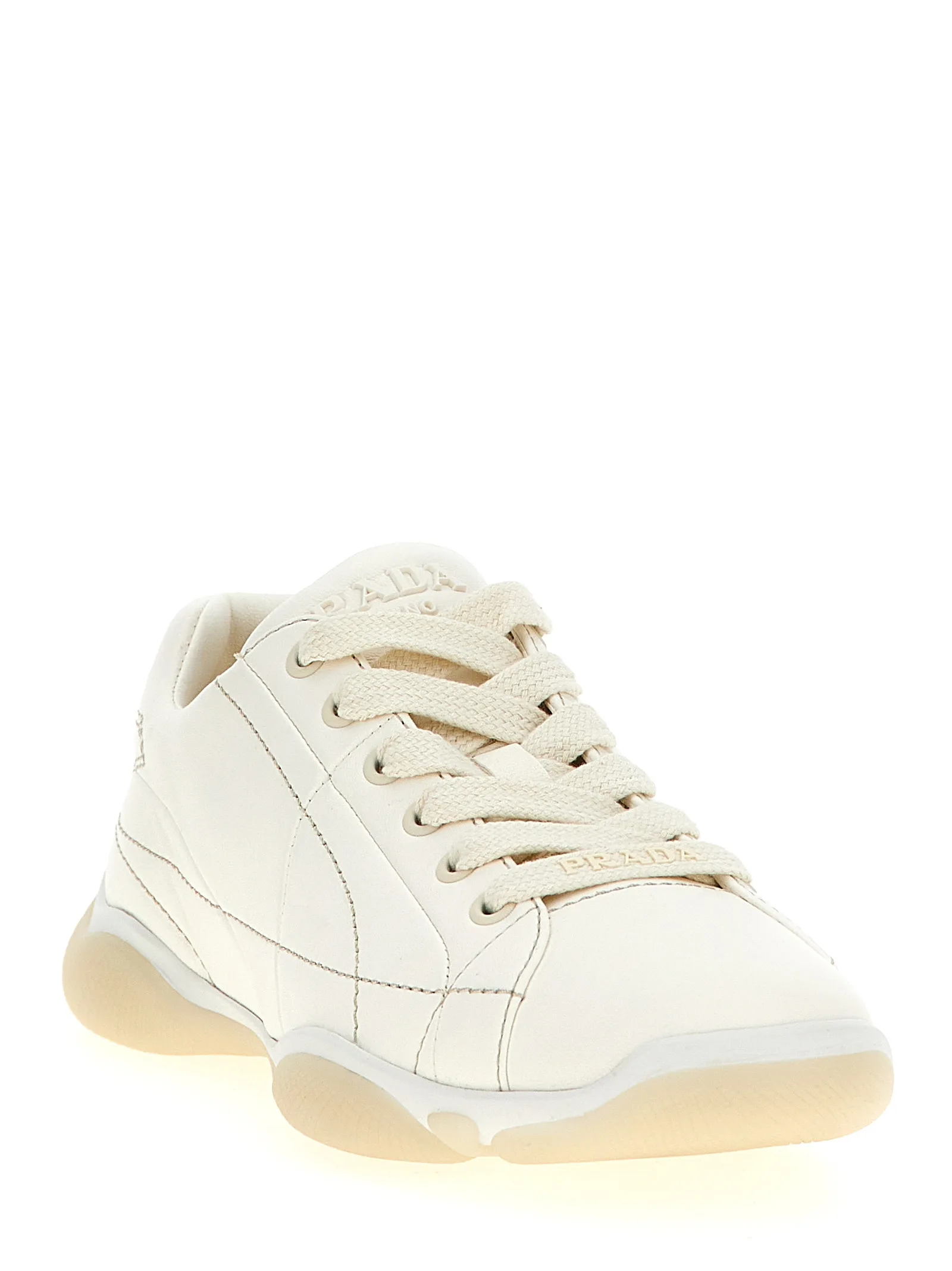 White Lamb Leather Low Top Sneakers - Image 2