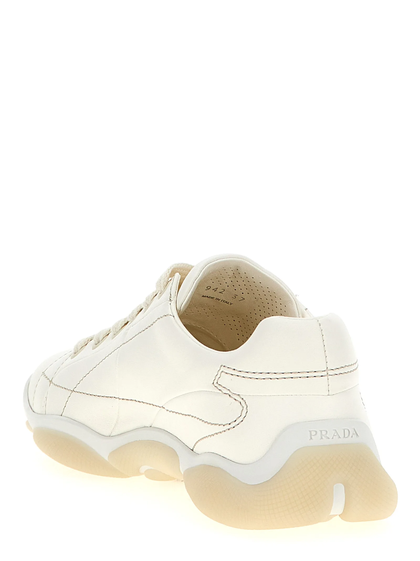 White Lamb Leather Low Top Sneakers - Image 3