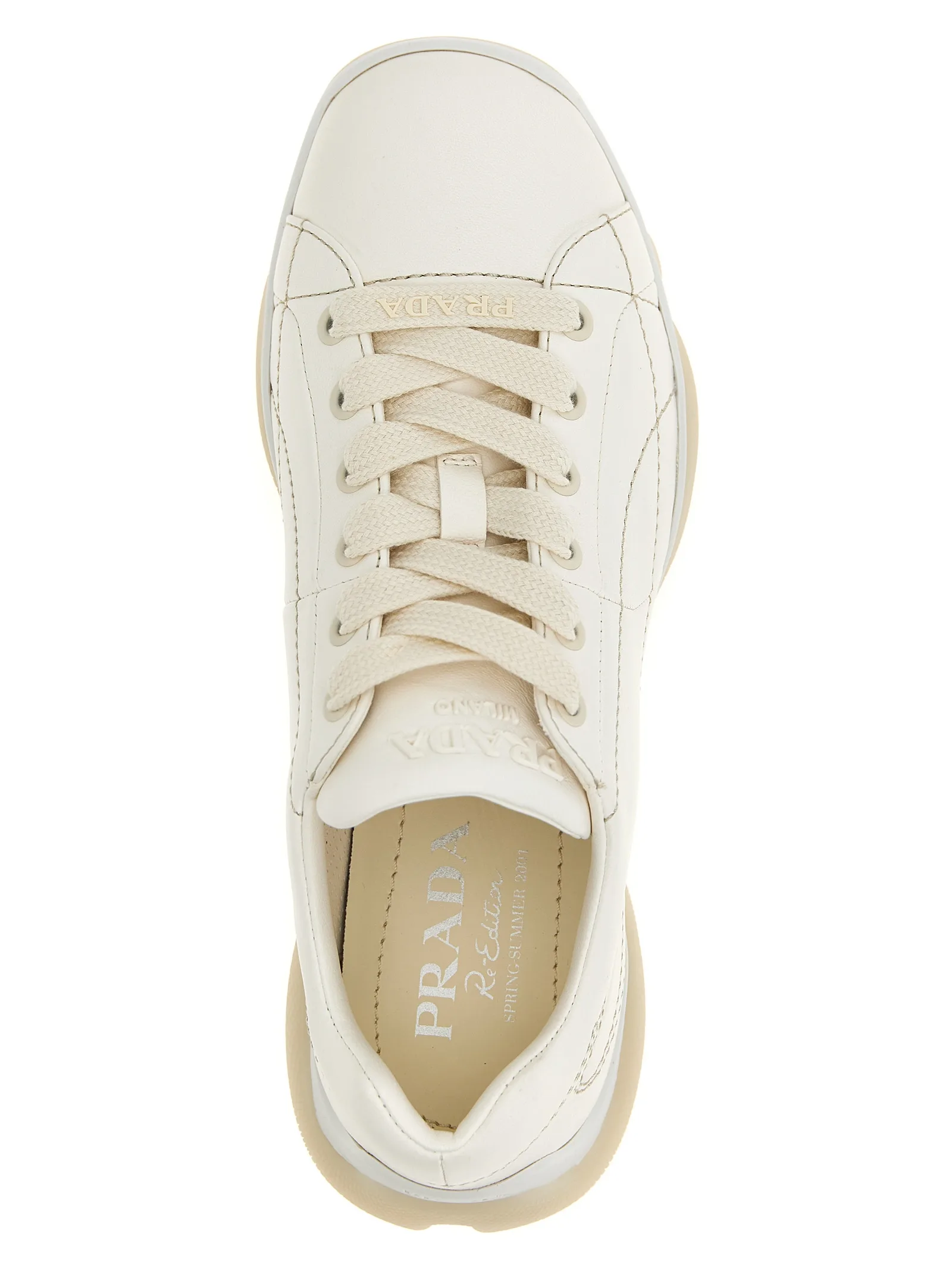 White Lamb Leather Low Top Sneakers - Image 4