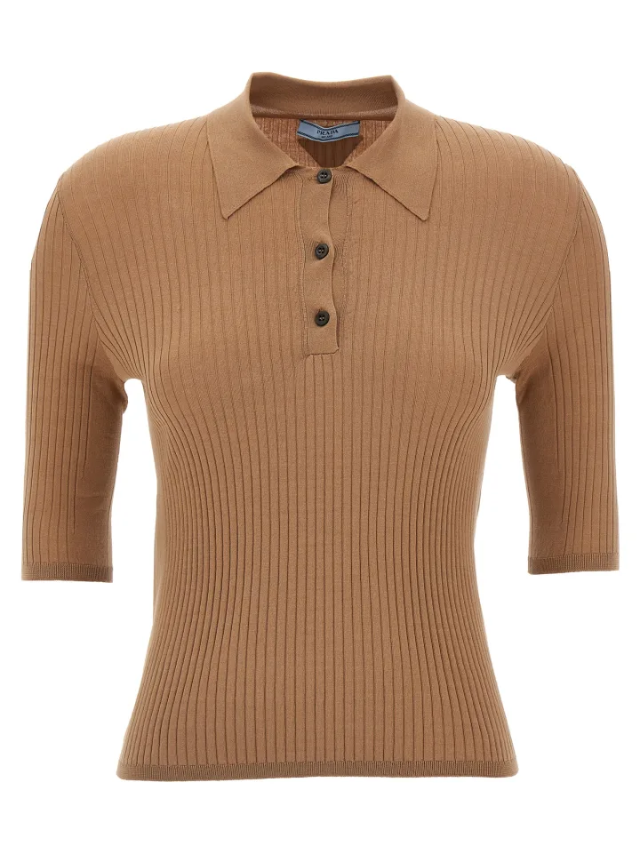 Beige Cotton Polo Shirt