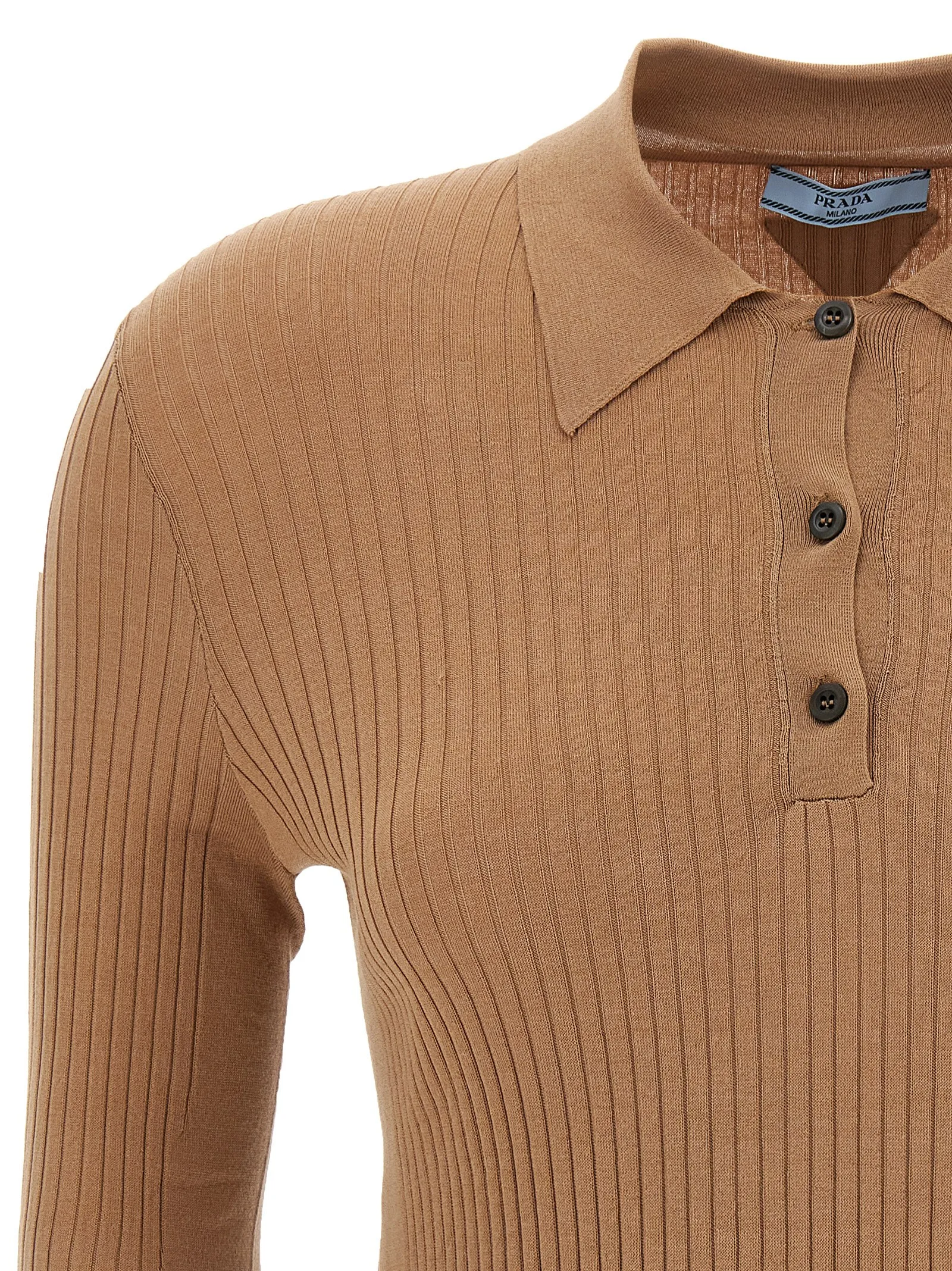 Beige Cotton Polo Shirt - Image 3