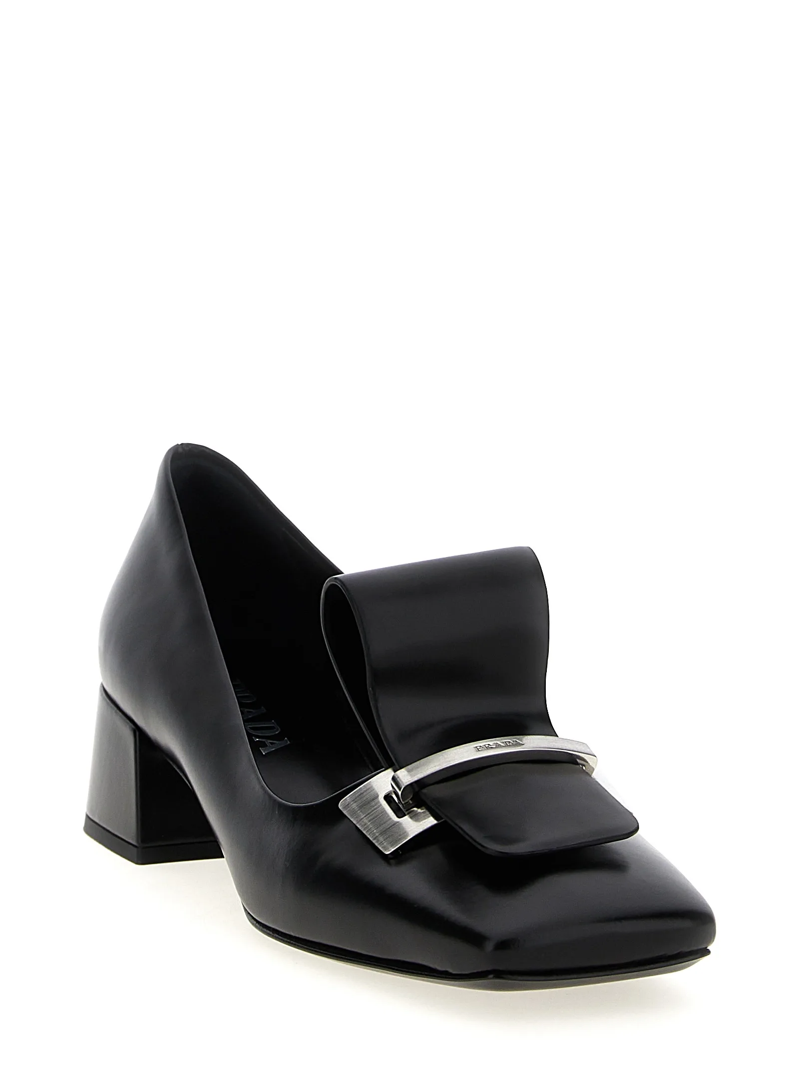 Black Calfskin Mid Heel Pumps - Image 2