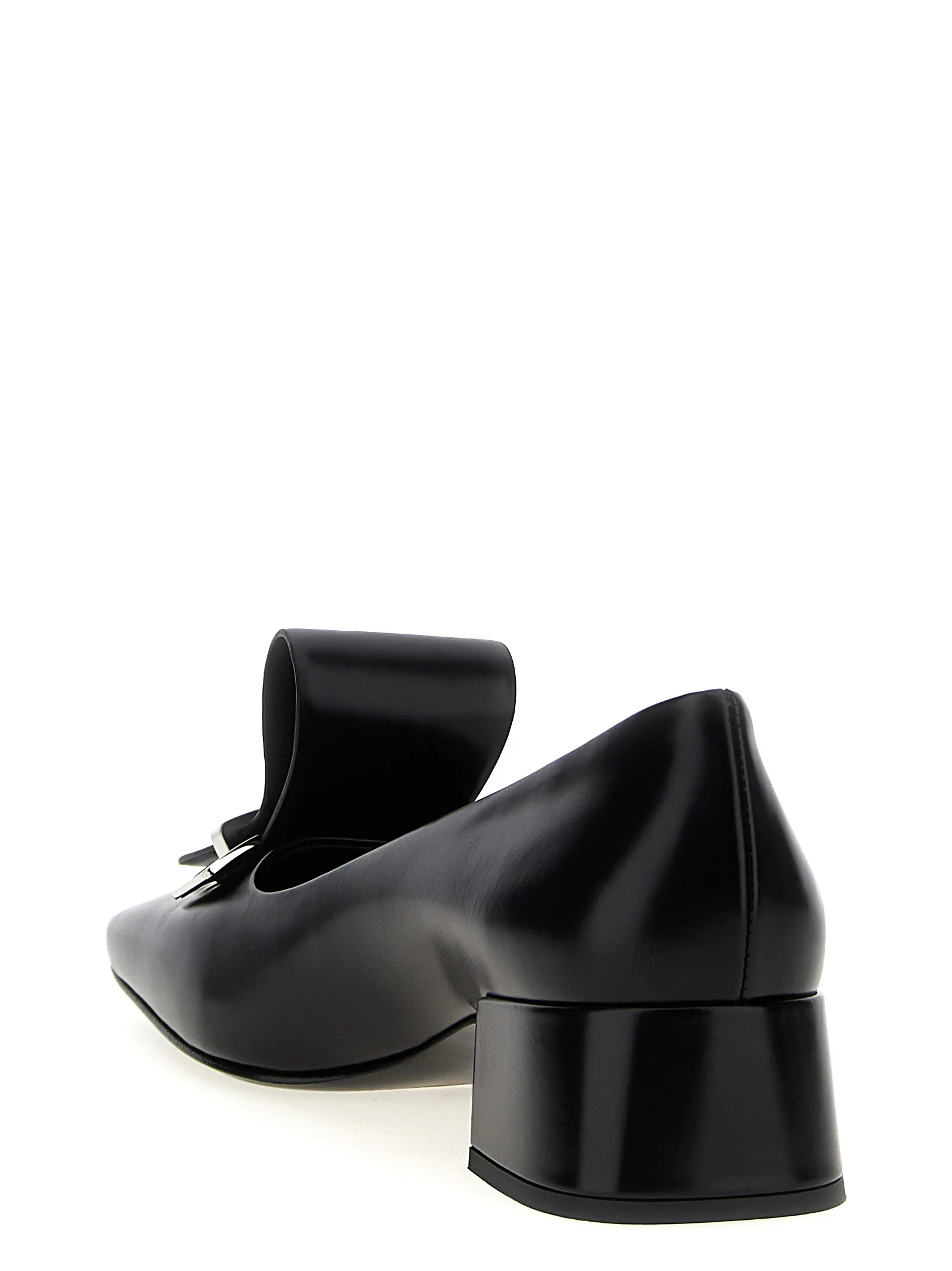Black Calfskin Mid Heel Pumps - Image 3
