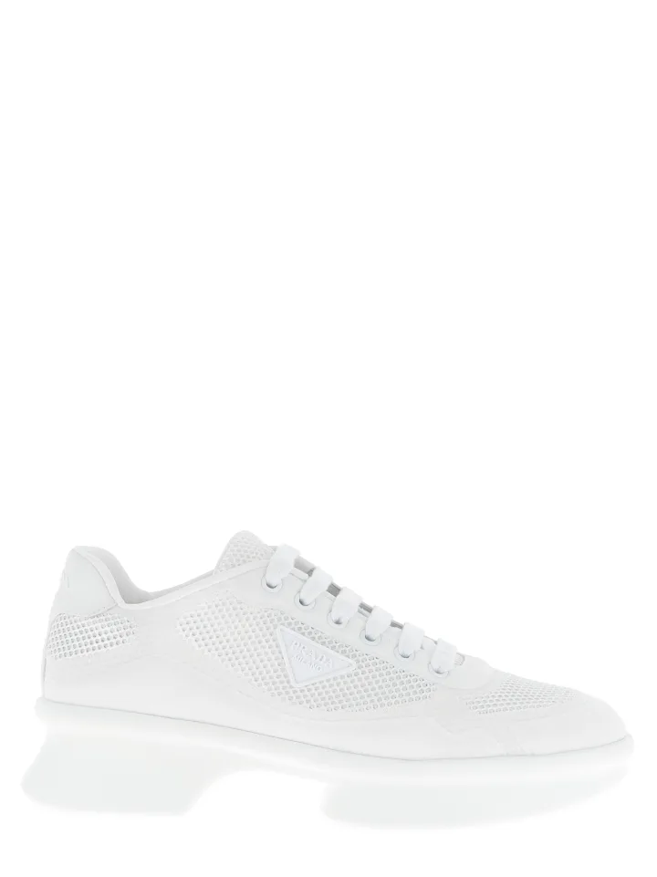 White Polyester Athletic Sneakers