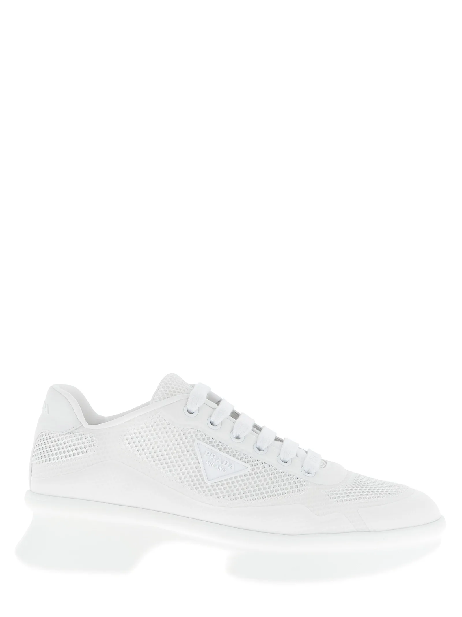 White Polyester Athletic Sneakers