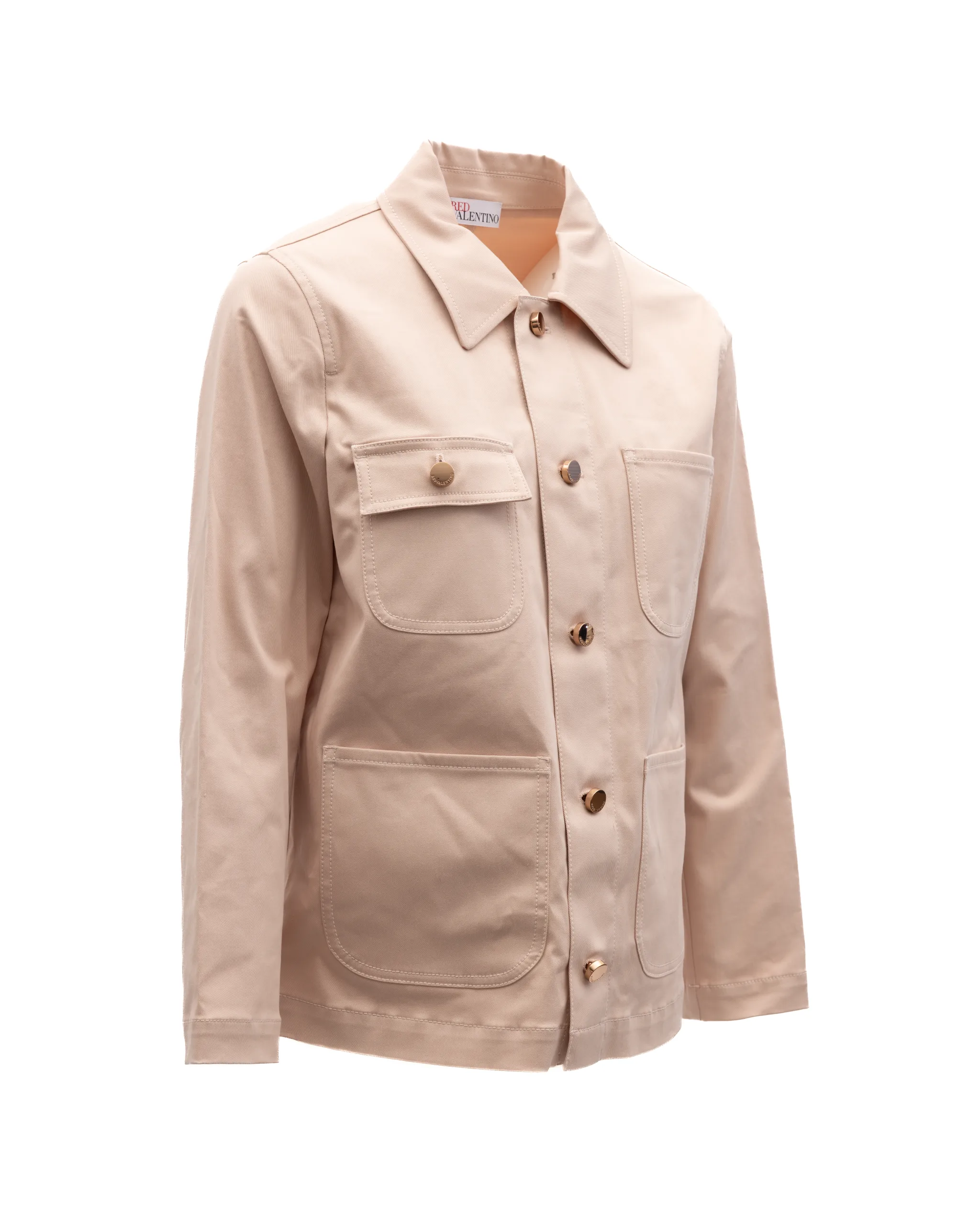 Women Beige Cotton Denim Jacket - Image 3
