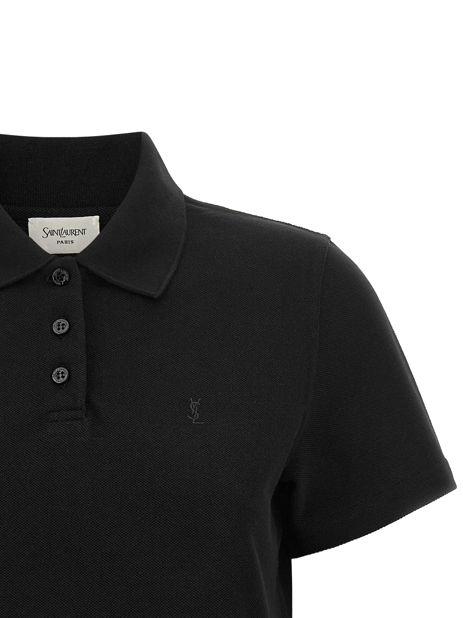Black Cotton Polo Shirt - Image 3