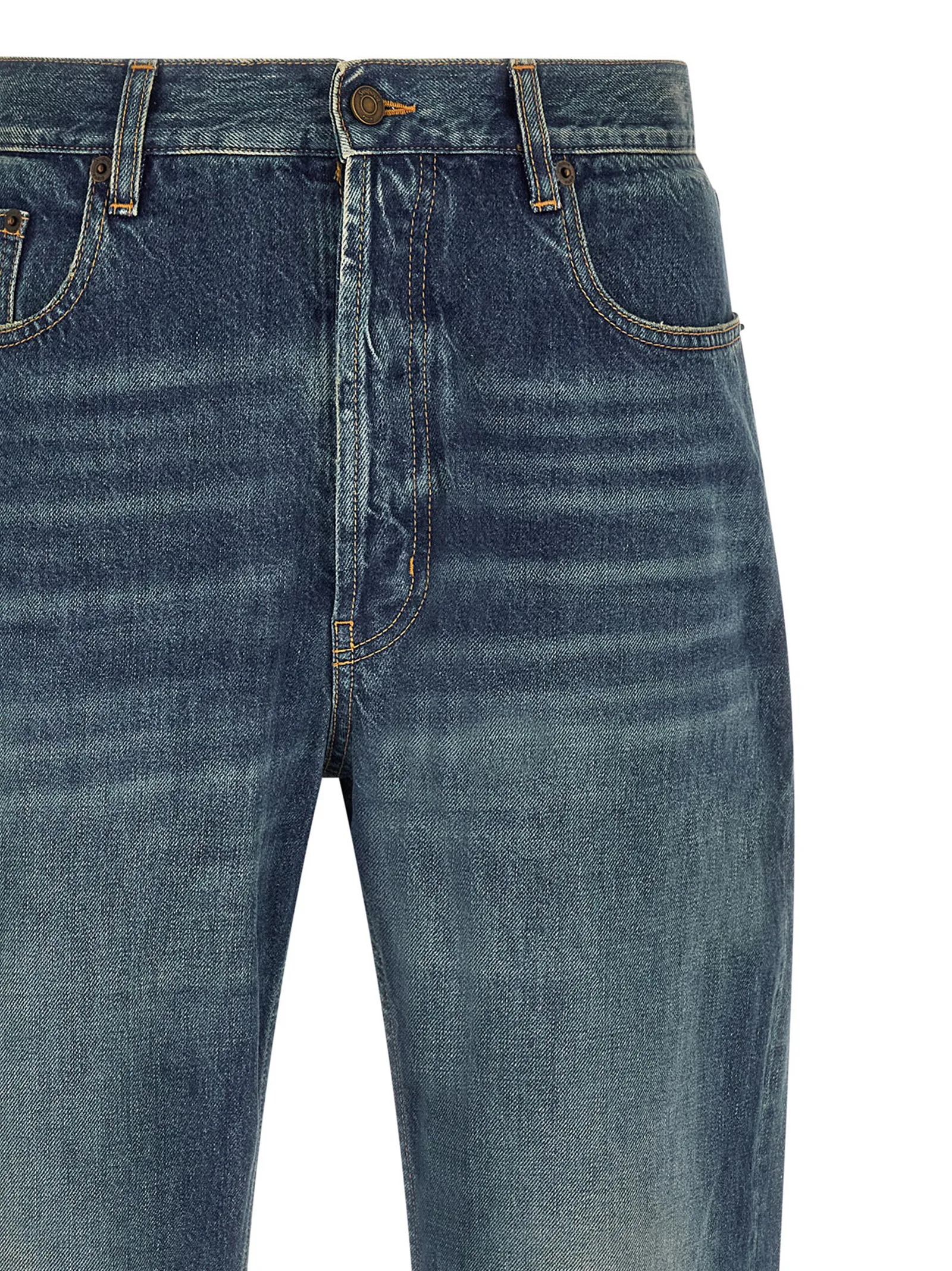 Blue Cotton Straight - Leg Jeans - Image 3