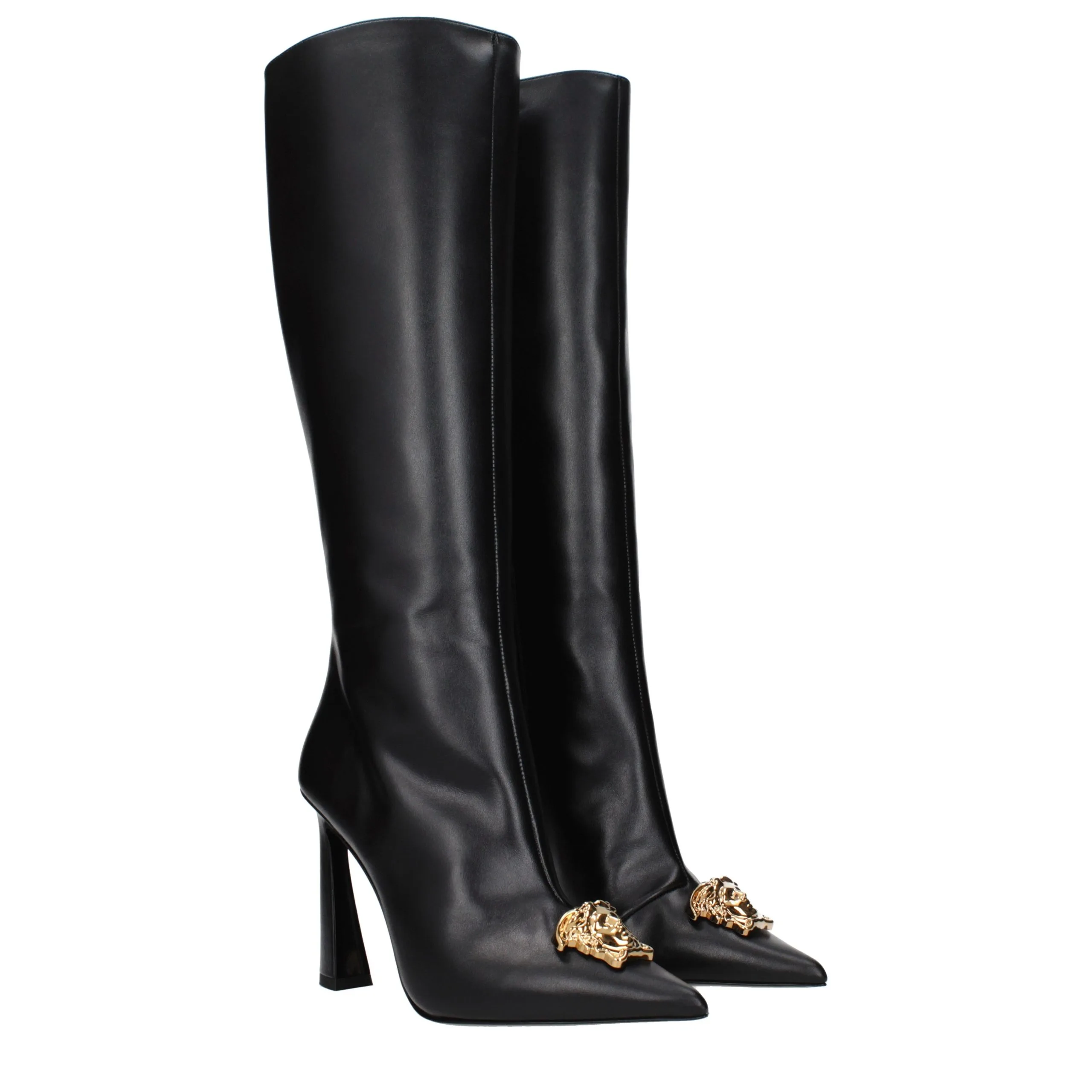 Black Leather High Heel Boots - Image 2