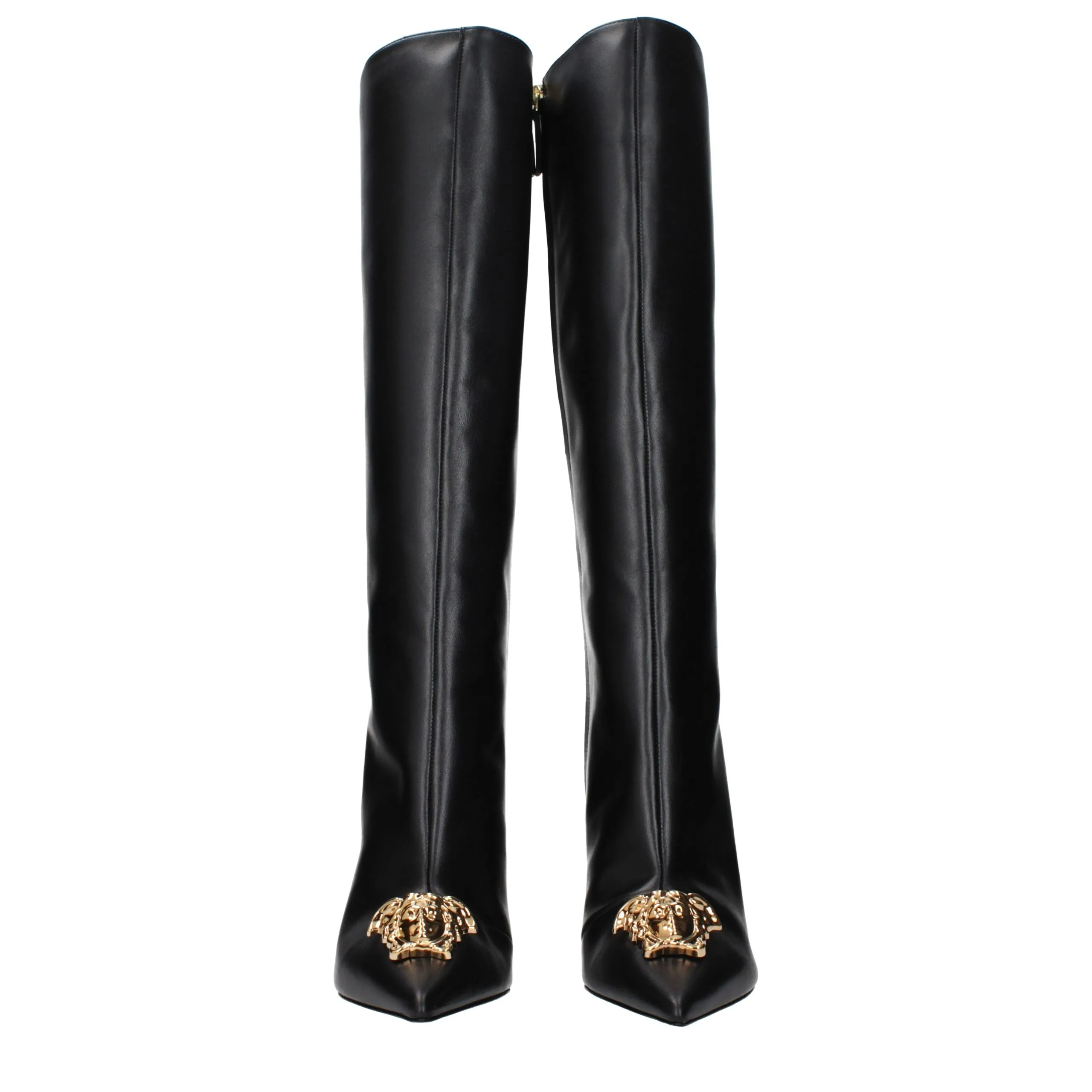 Black Leather High Heel Boots - Image 3